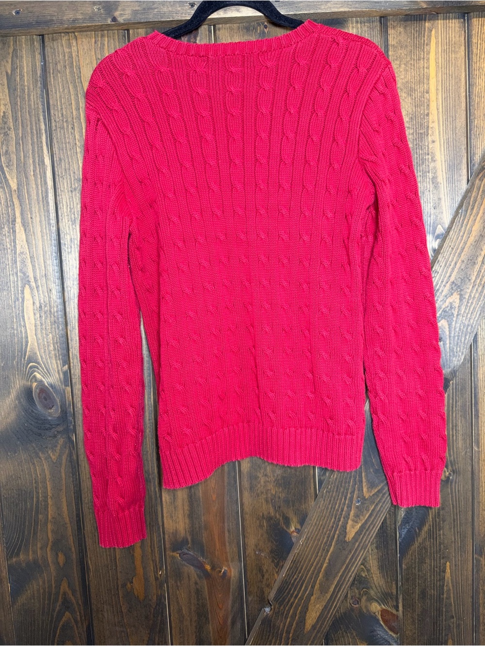 Ralph Lauren Red Cable-Knit Crewneck Sweater - Picture 2 of 5
